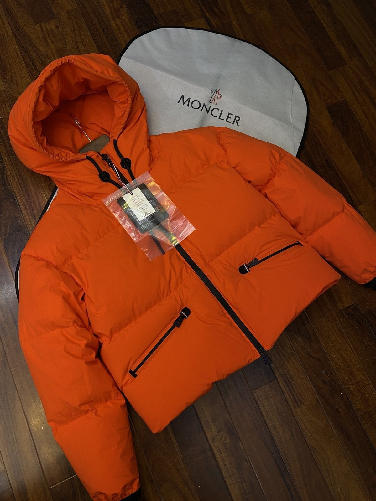 Moncler Cropped Hooded Puffer Coat — hang_tag