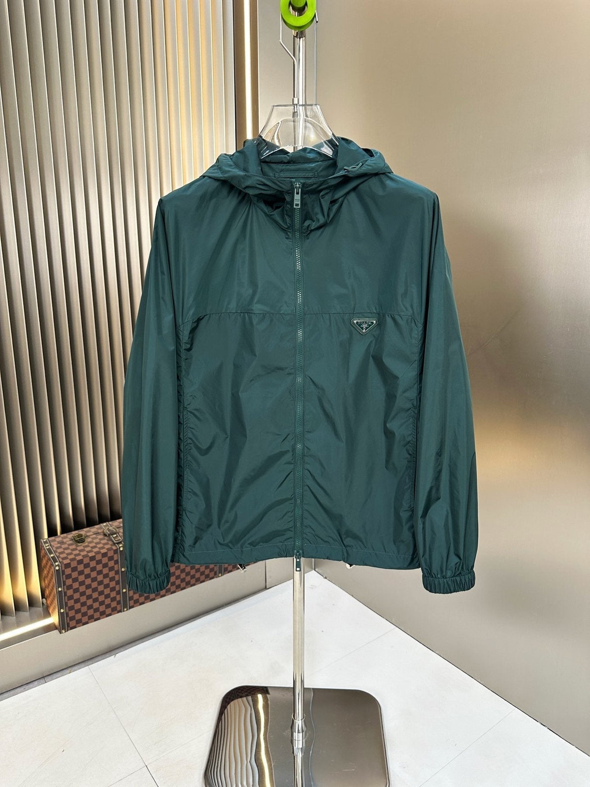 Prada Hooded Zip-Front Windbreaker — front