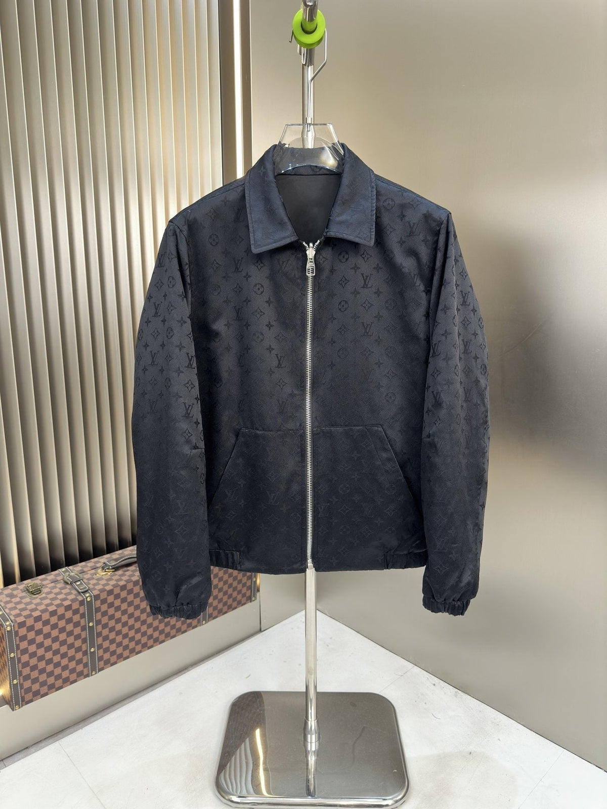 LV Tonal Monogram Zip-Front Jacket — front