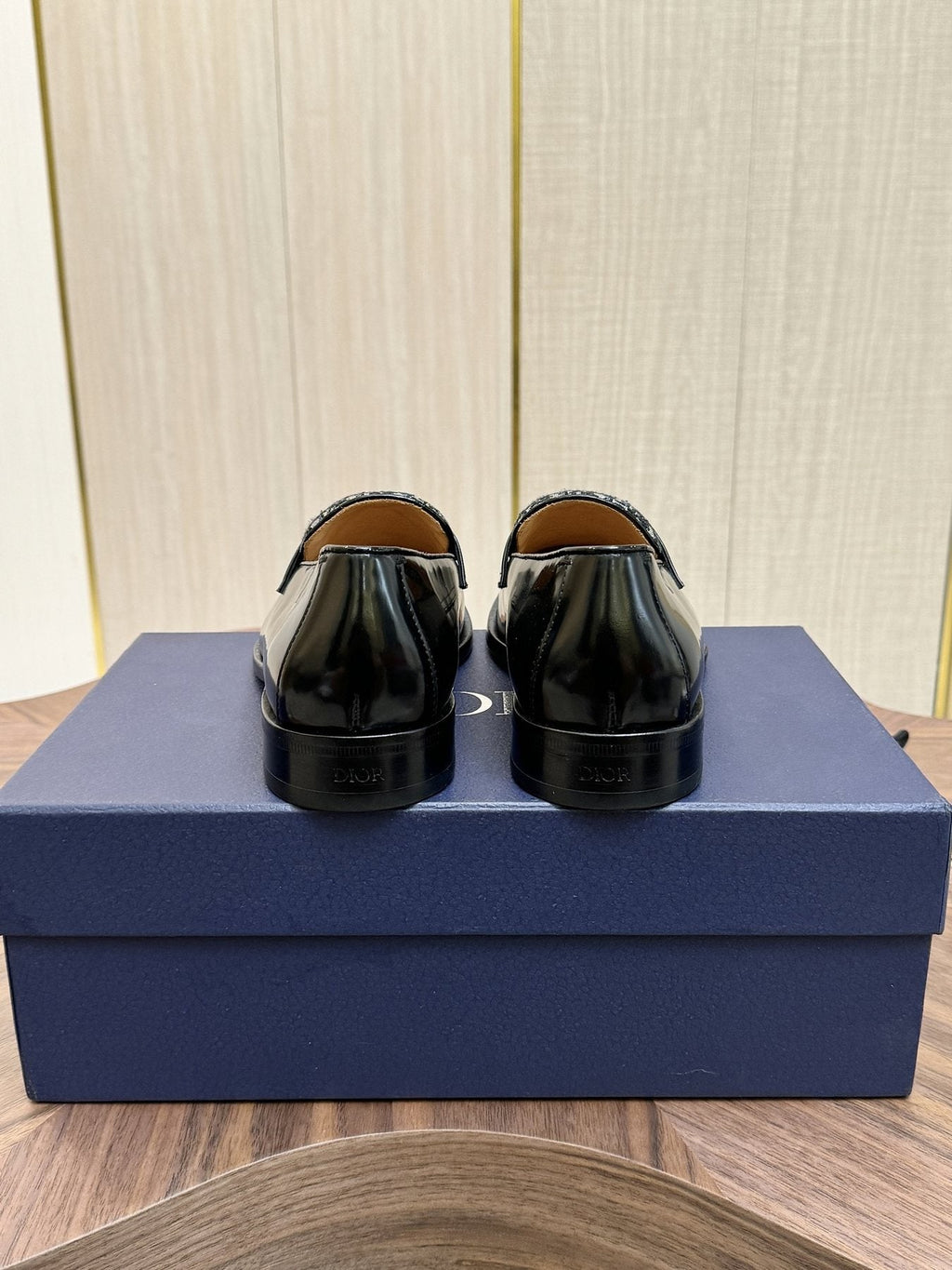 Dior Black & Gray Patterned Loafers — front