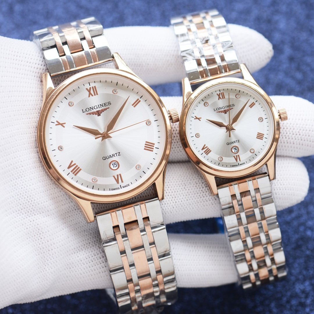 Longines Rose Gold Silver White Dial Bracelet Watch — hero