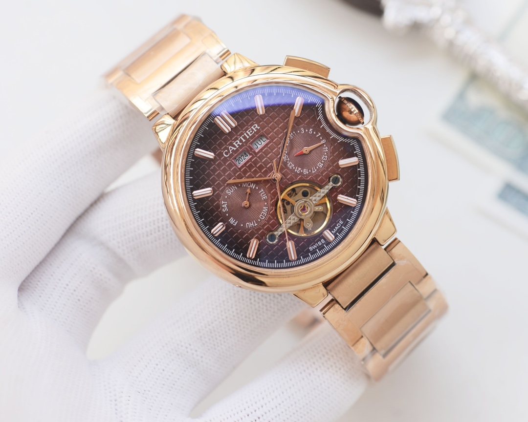 Cartier Rose Gold Brown Dial Bracelet Watch — hero