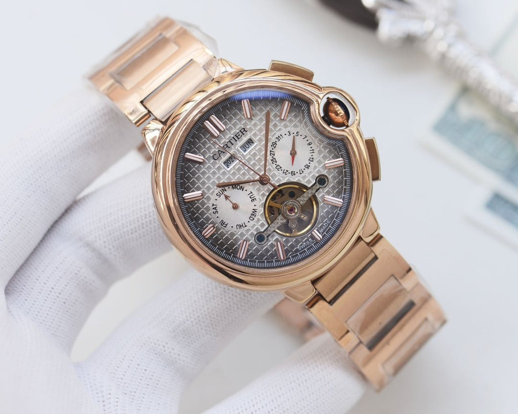 Cartier Rose Gold Brown Dial Bracelet Watch — front