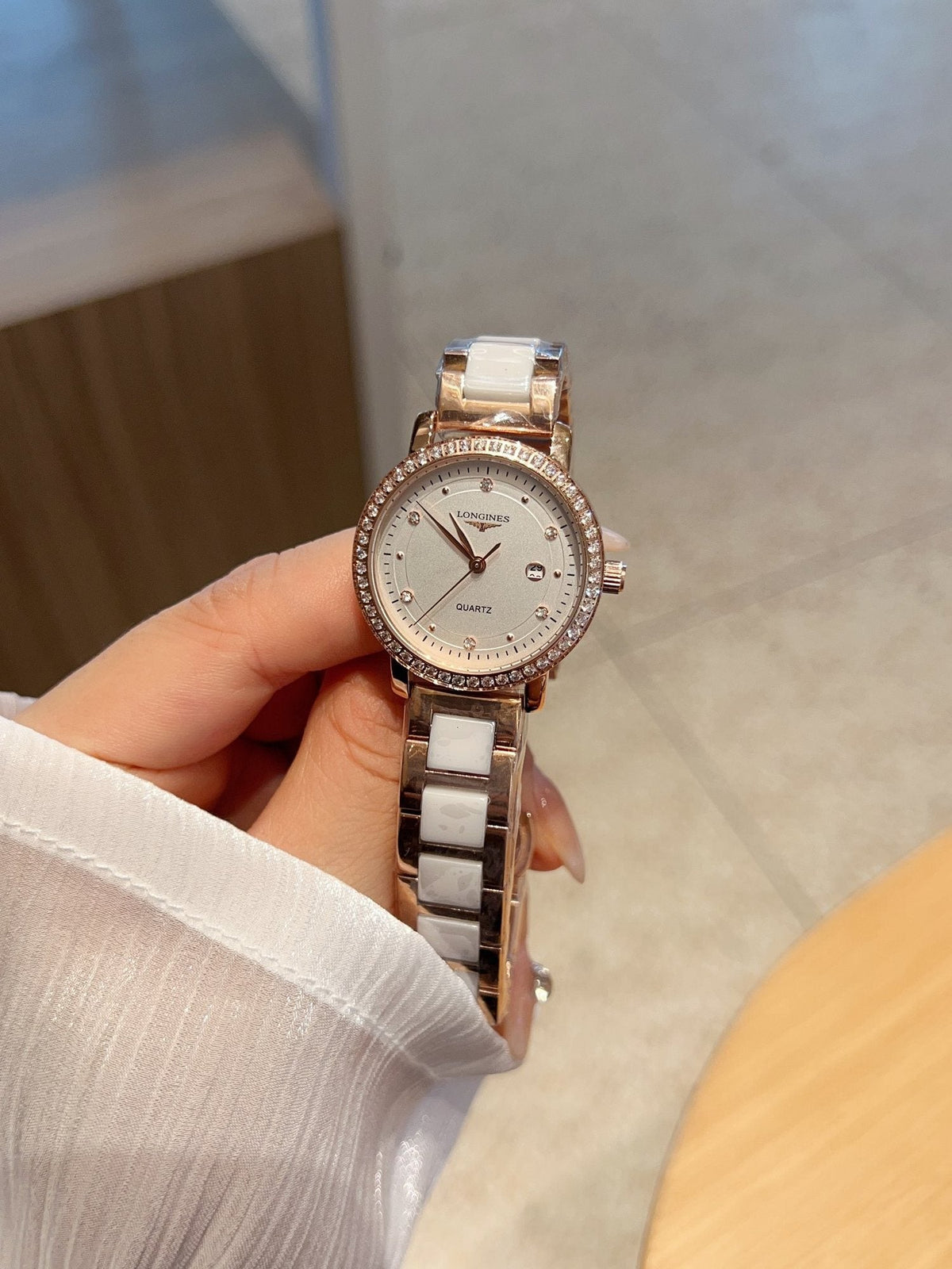 Longines Silver Rose Gold Bracelet Watch — hero