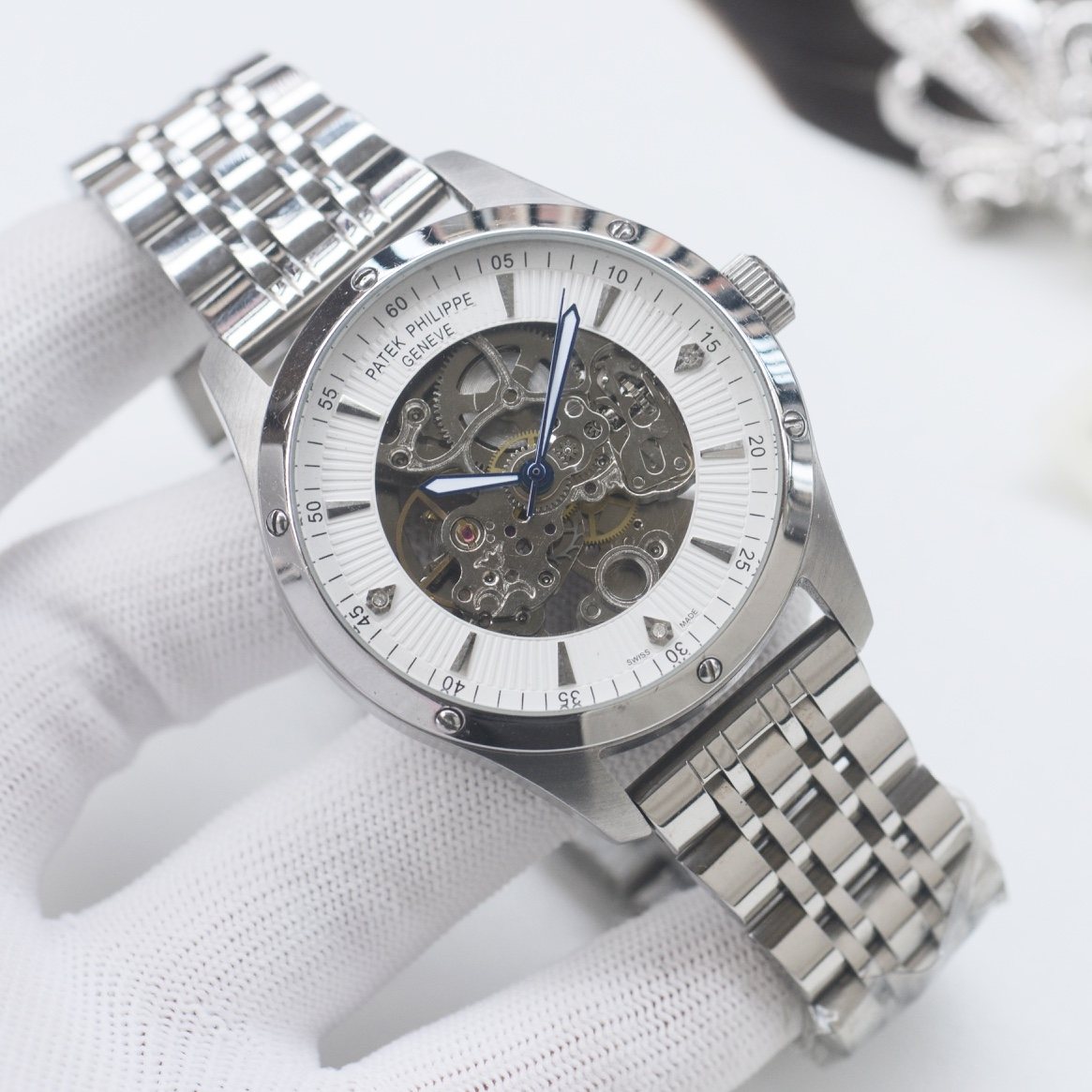 PATEK PHILIPPE Silver White Bracelet Watch — hero