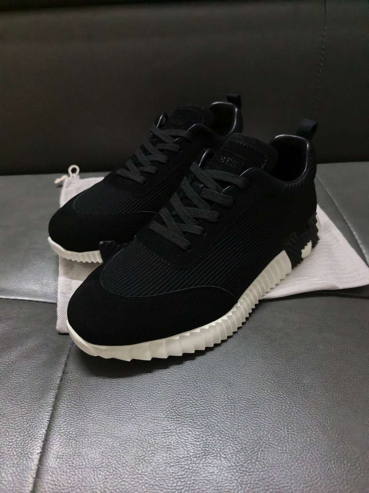 Black Knit-Style Low-Top Sneakers — side