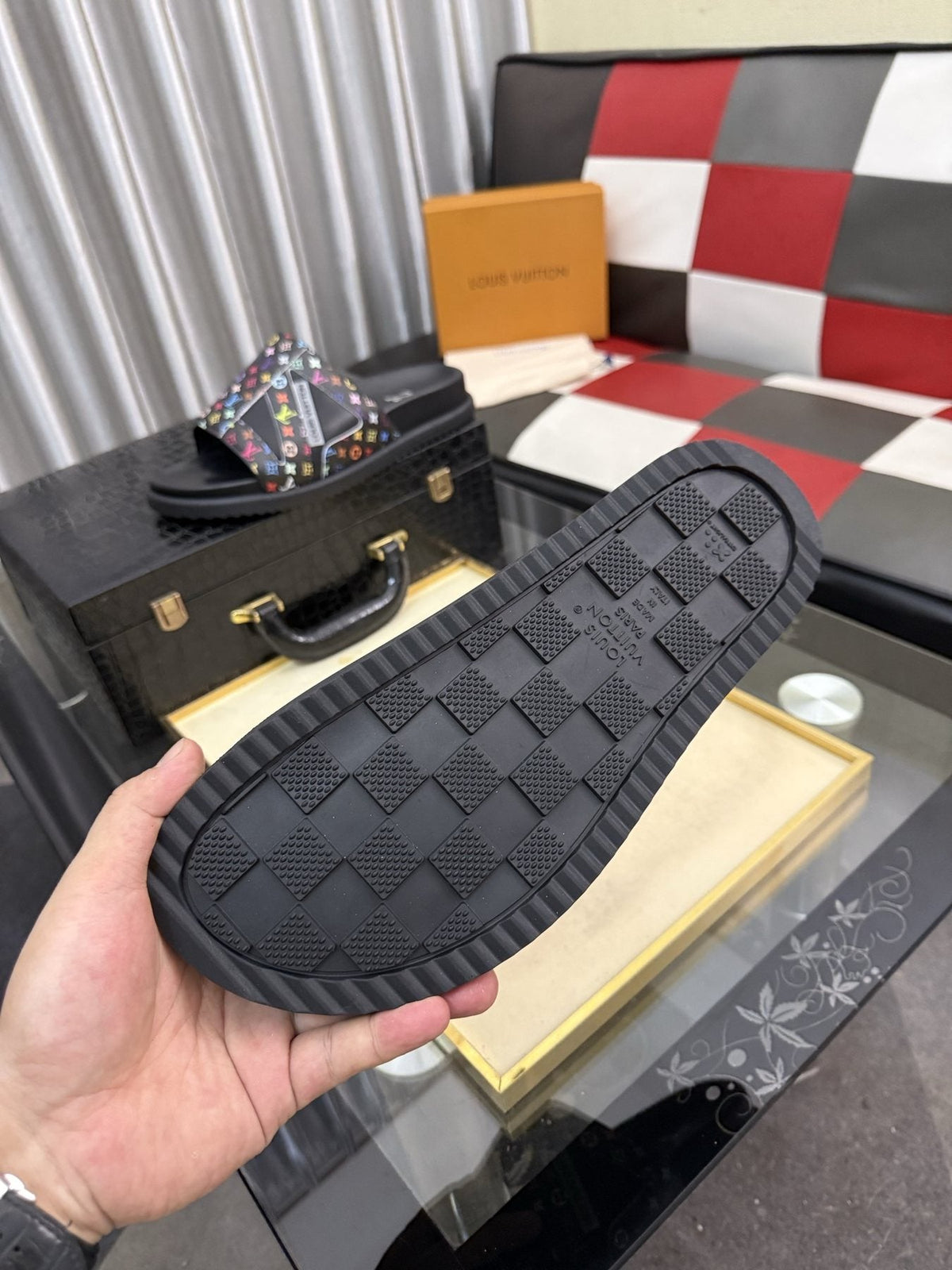 Louis Vuitton Multicolor Strap Slide Sandals — detail