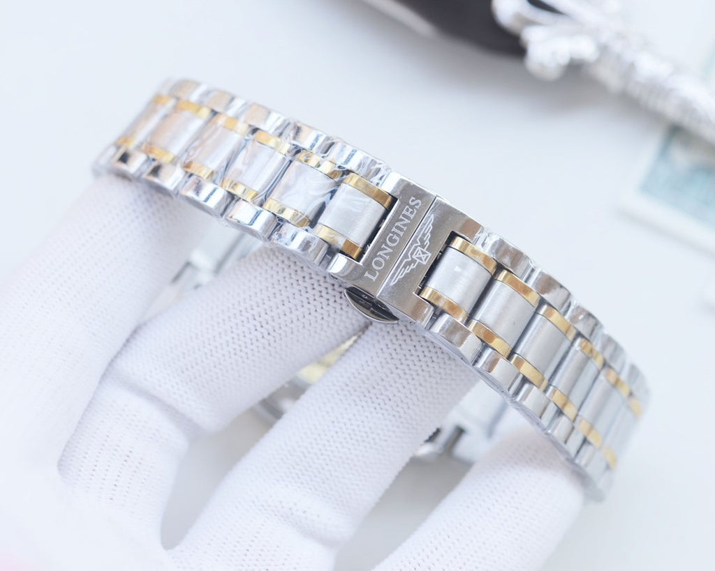 Longines Silver Gold White Dial Watch — detail