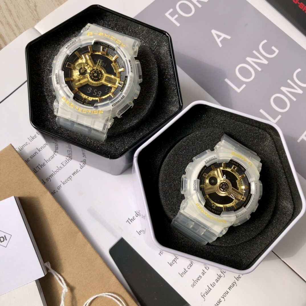 Casio Transparent White Couple Watch Set — front