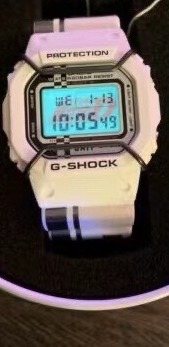 G-SHOCK White Black Strap Watch — front