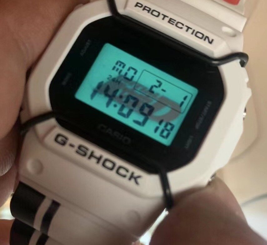 G-SHOCK White Black Strap Watch — front
