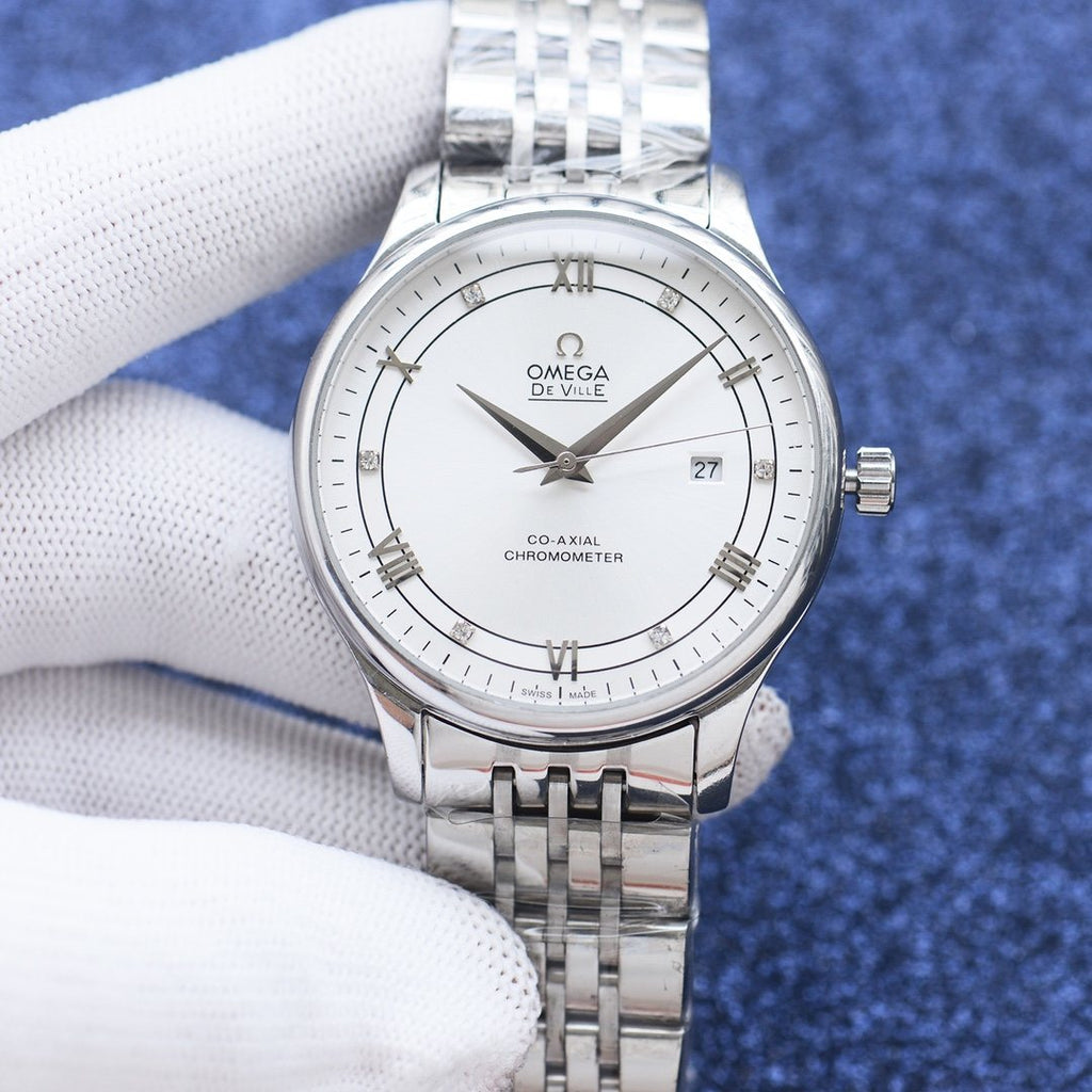 Omega Silver White Dial Bracelet Watch — hero