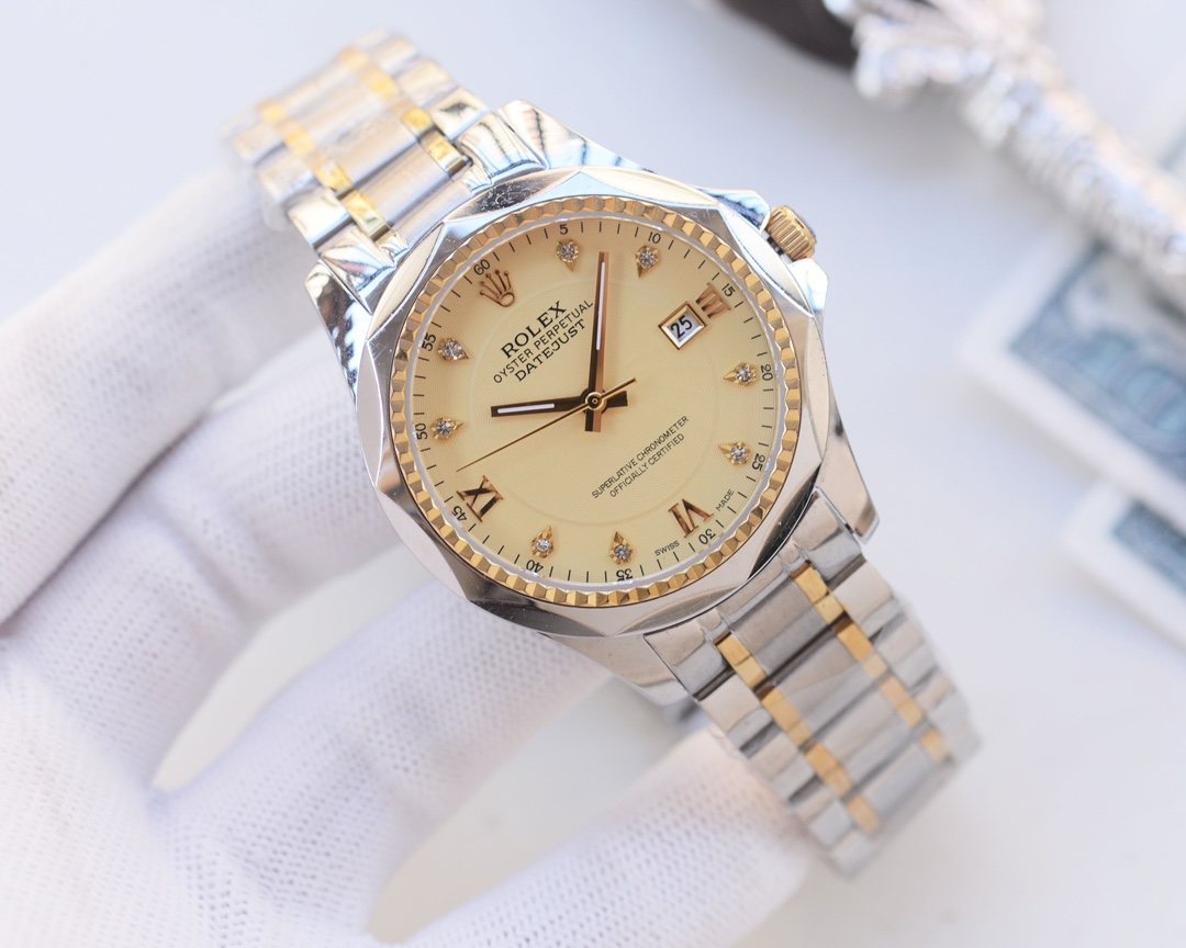 Rolex Two Tone Silver Bracelet Watch — front