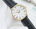 Longines Black Gold White Dial Leather Strap Watch — hero