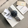 EMPORIO ARMANI Silver Black Dial Bracelet Watch — hero