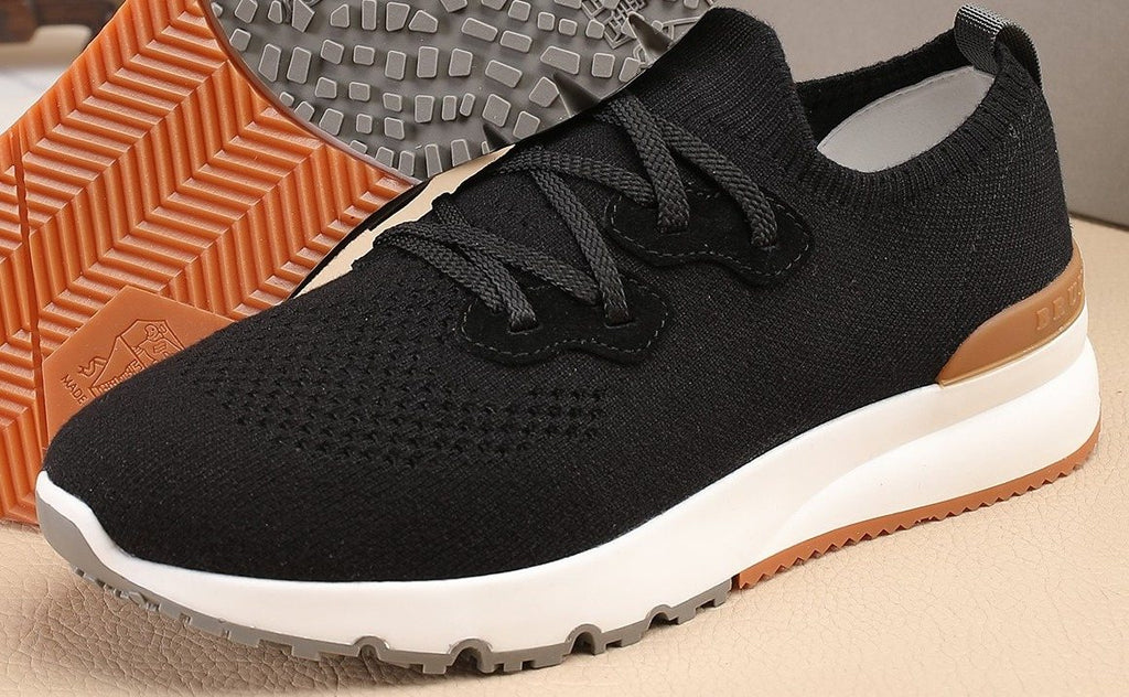 Brunello Cucinelli Black Knit Sneakers — hero