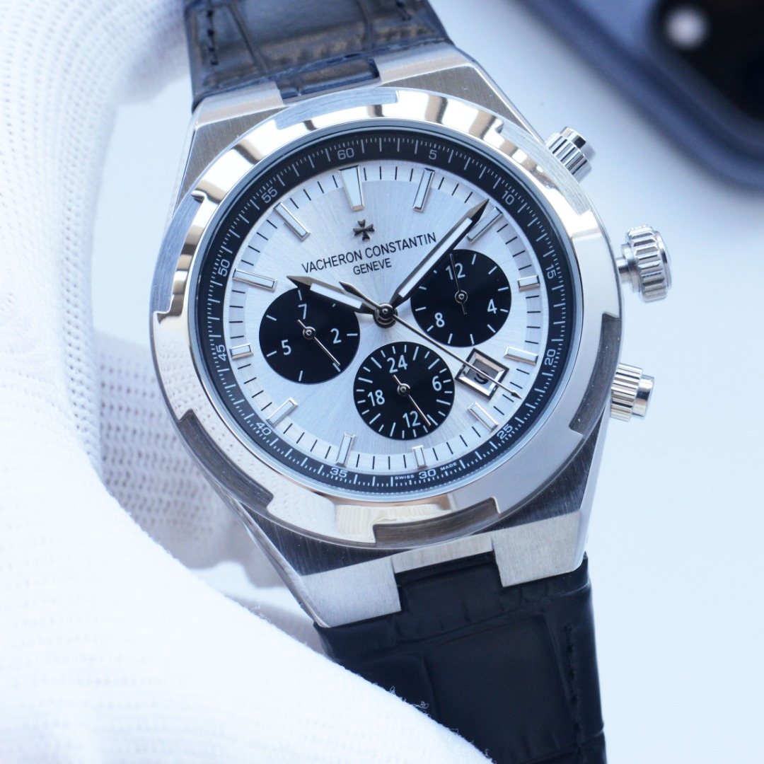 Vacheron Constantin Silver White Black Dial Strap Watch — hero