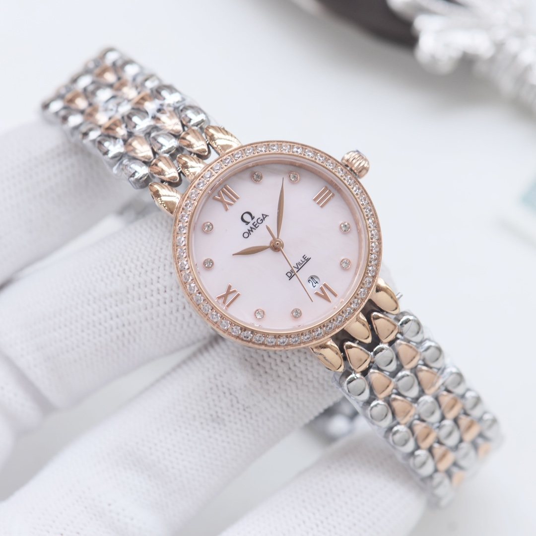 OMEGA Silver Rose Gold Watch — front