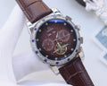 Omega Silver Blue Brown Dial Strap Watch — hero
