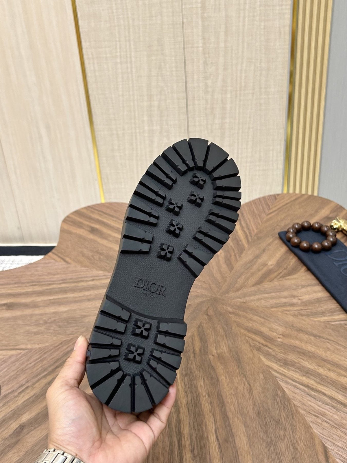 Dior Black Lug Sole Lace-Up Shoes — detail