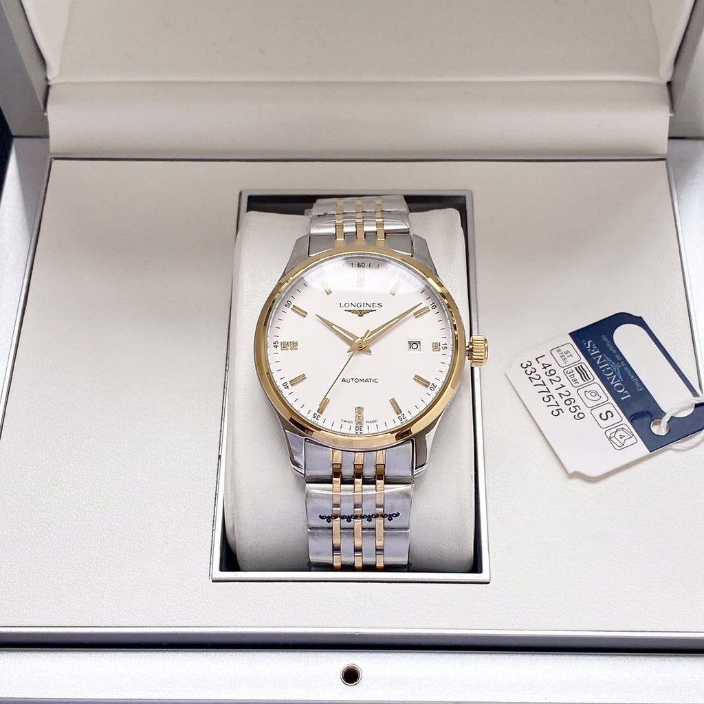 Longines Two Tone Silver White Dial Bracelet Watch — hero