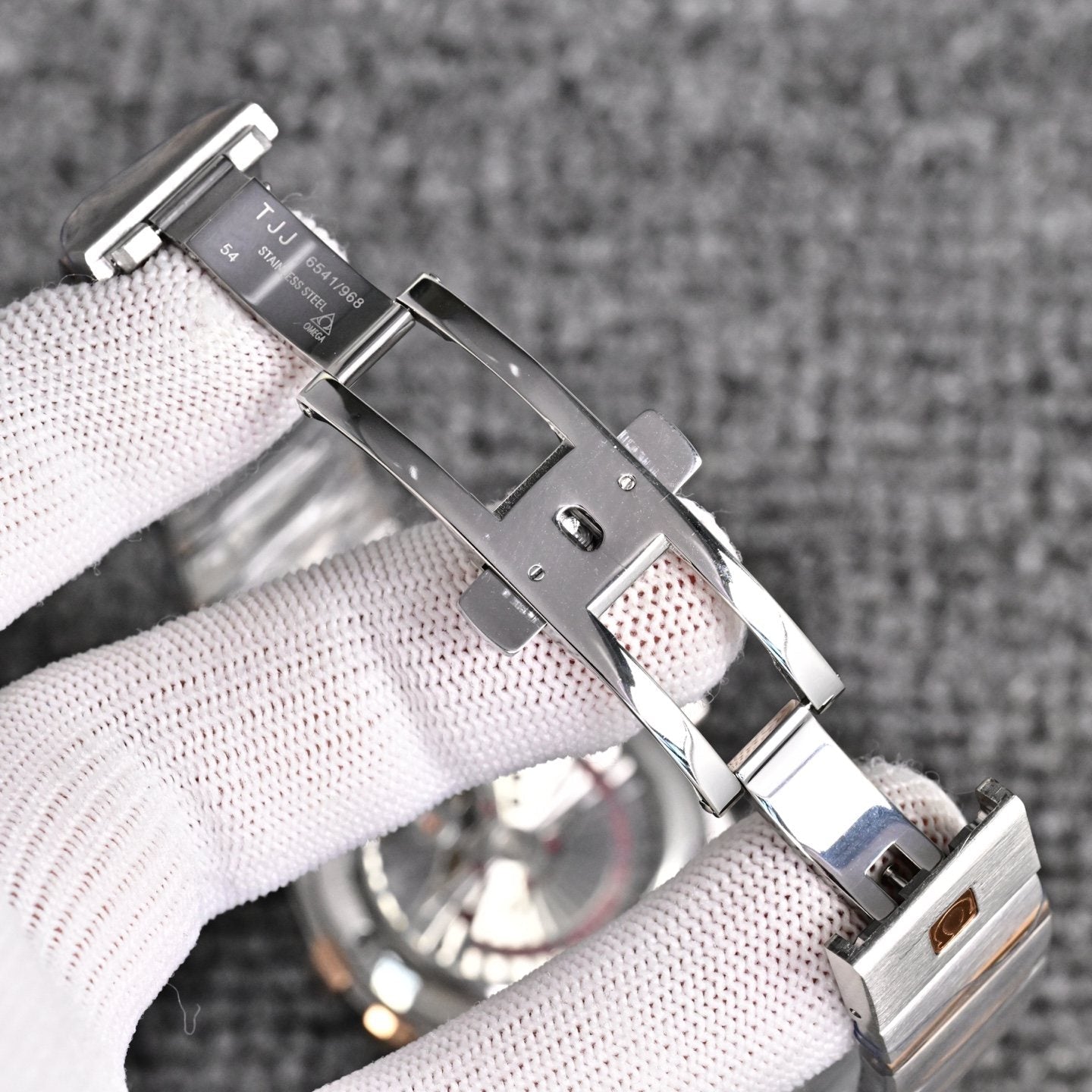 Omega Two Tone Silver Bracelet Watch — detail