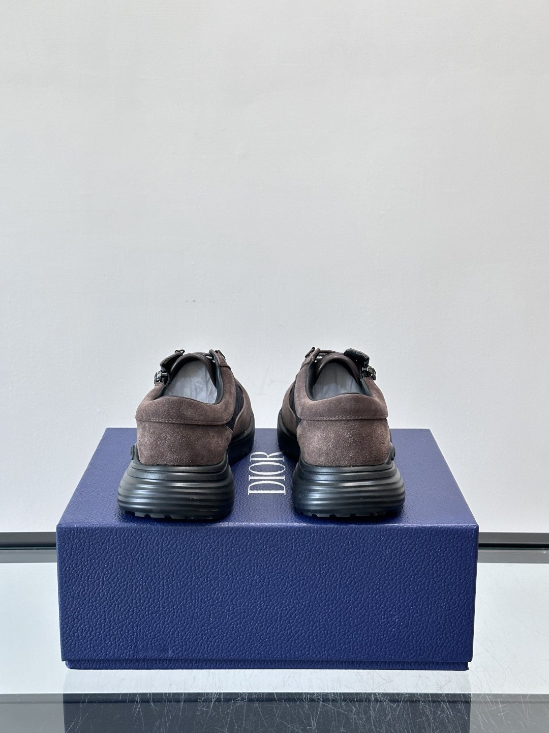 Dior Taupe Lace-Up Derby Shoes — back