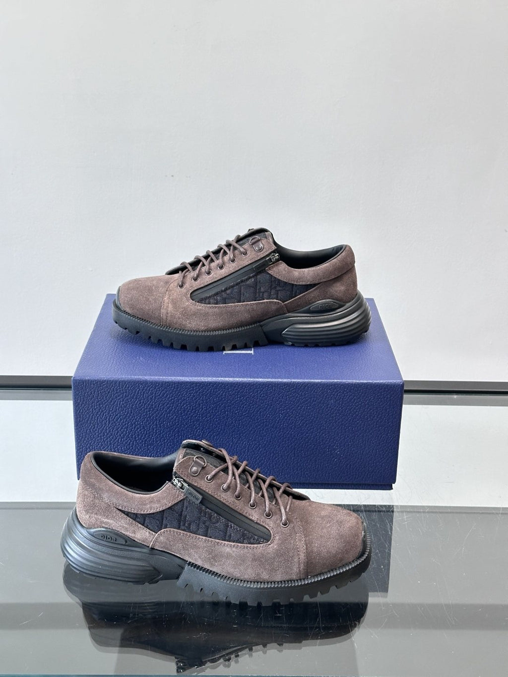 Dior Taupe Lace-Up Derby Shoes — side