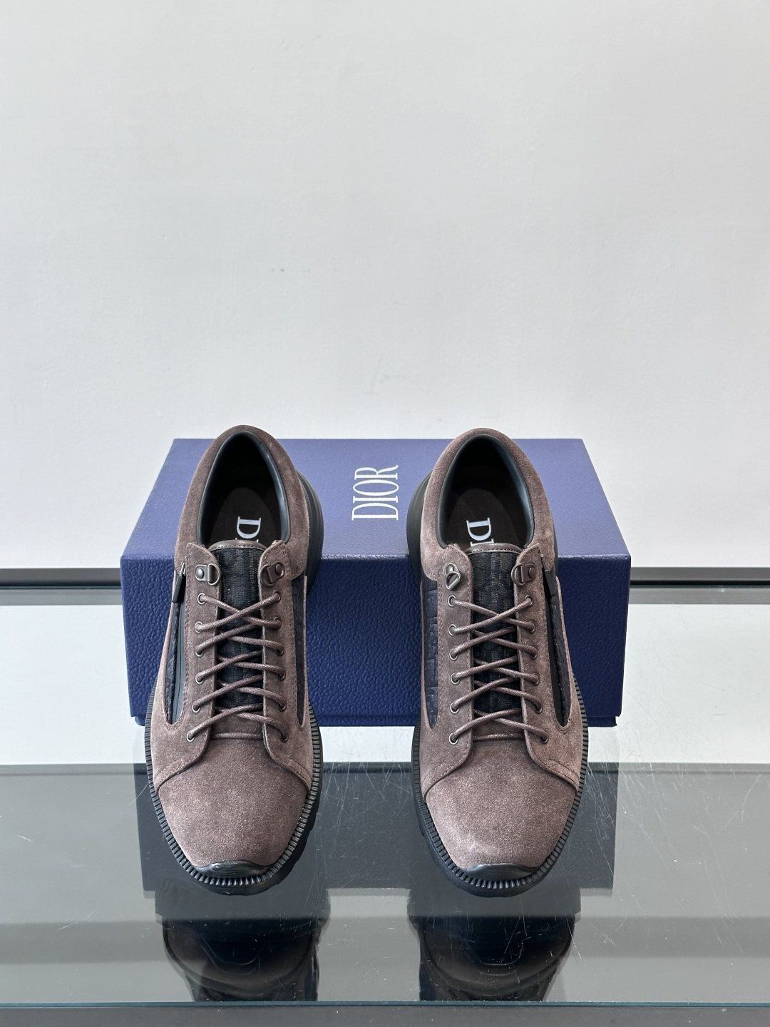 Dior Taupe Lace-Up Derby Shoes — front