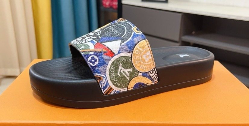 Louis Vuitton Multicolor Graphic Strap Slide Sandals — hero