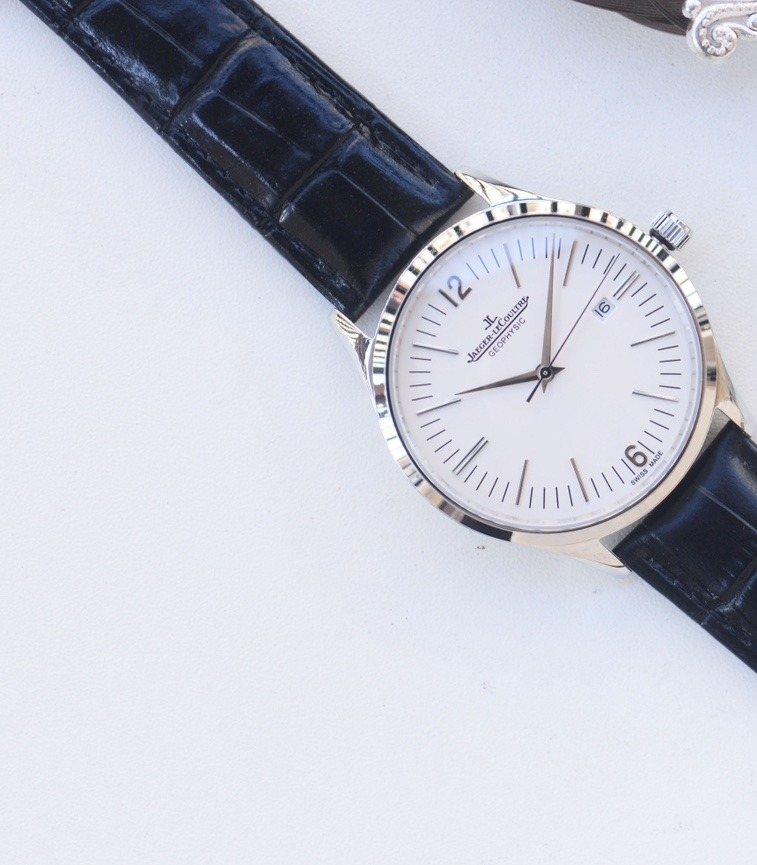 Jaeger-LeCoultre Silver Black Dial Strap Watch — hero