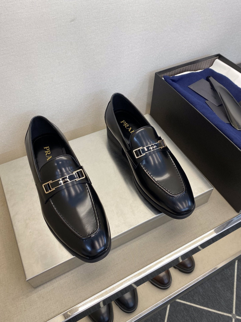 Prada Black Buckle Loafers — hero