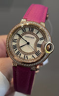 Cartier Pink Gold Leather Strap Watch — hero