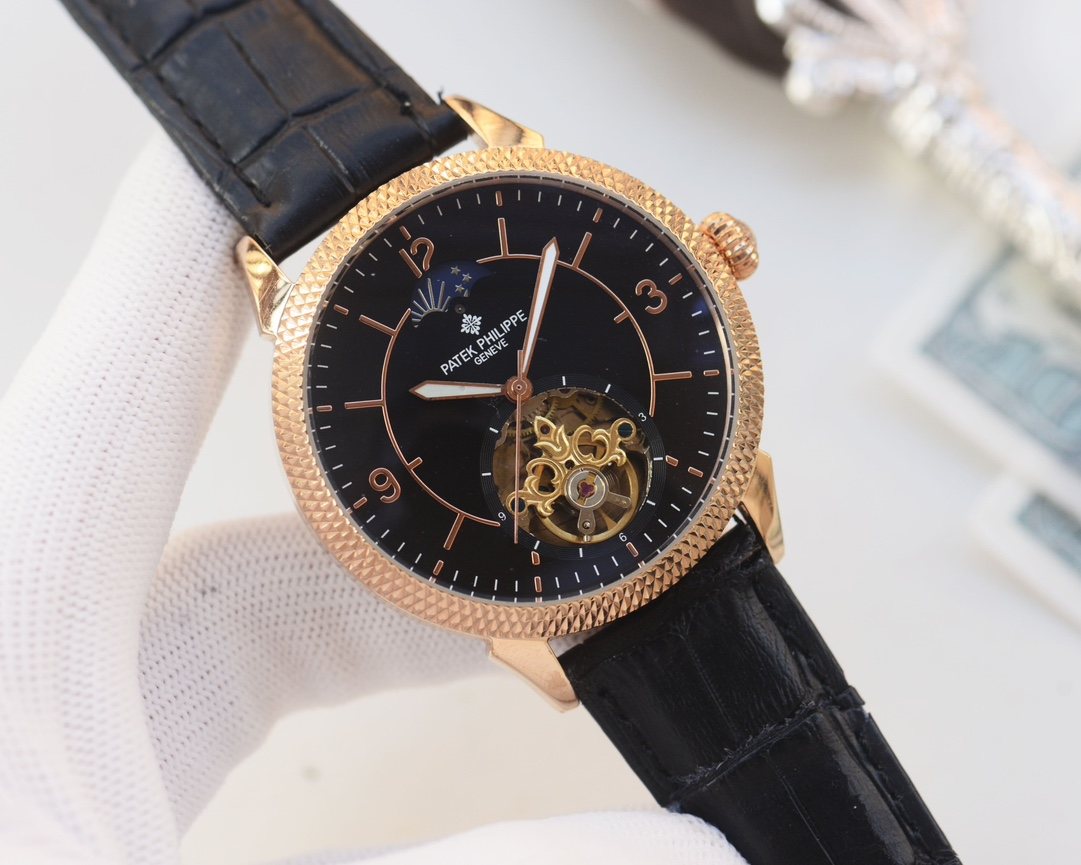 Patek Philippe Black Dial Strap Watch — hero