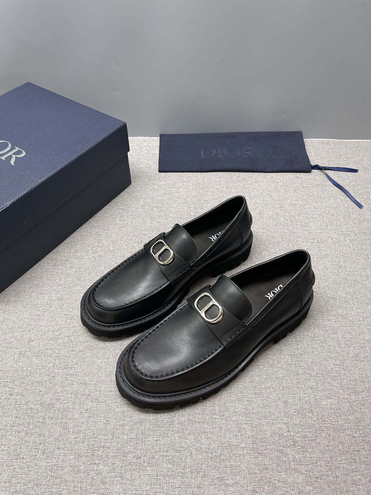 DIOR Black Double-Loop Slip-On Loafers — side