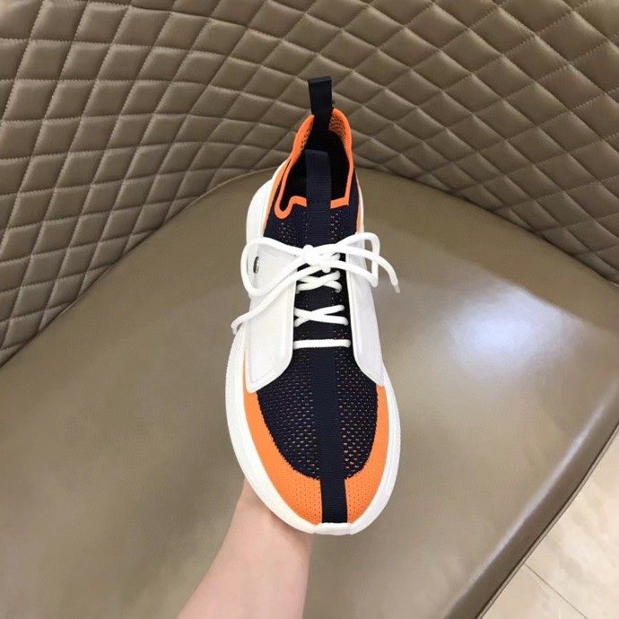 Black Orange & White Knit-Look Sneakers — front