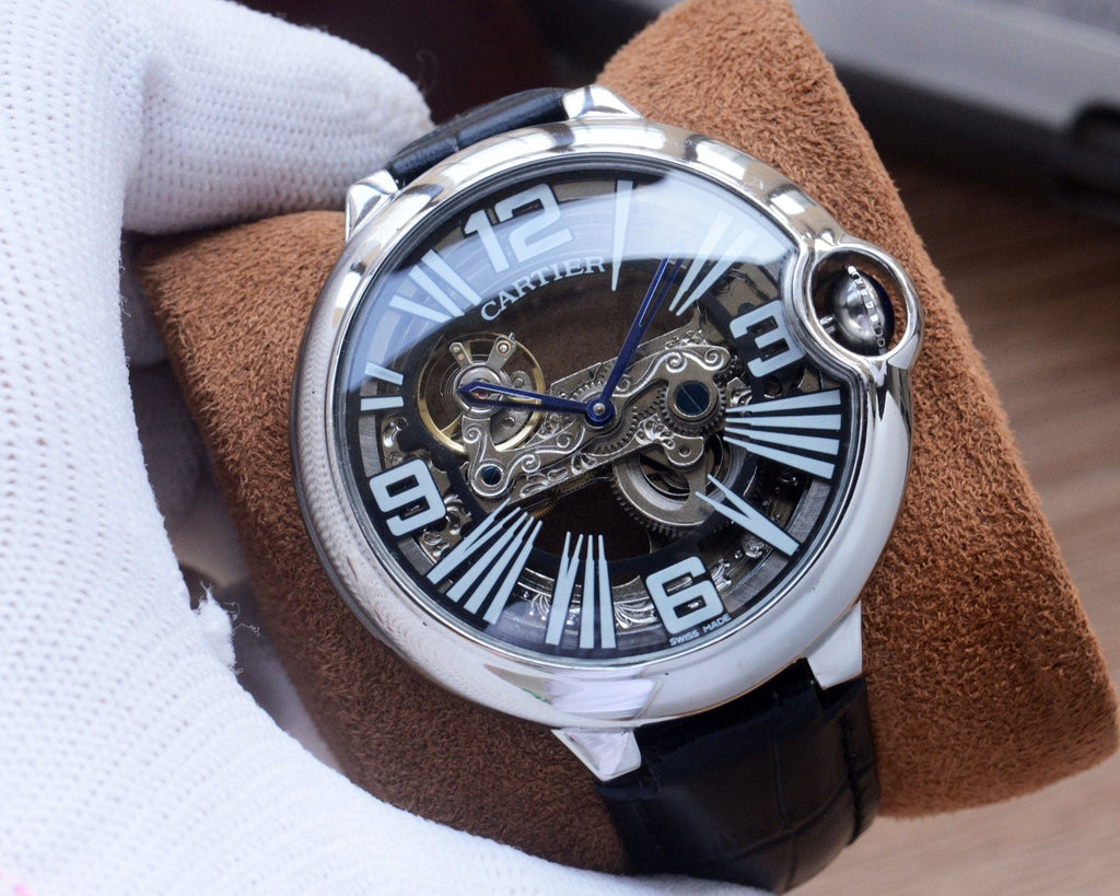 Cartier Black Silver Dial Bracelet Watch — front