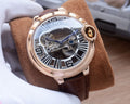 Cartier Rose Gold Brown Silver Dial Leather Strap Watch — hero