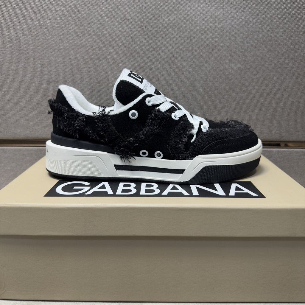 Dolce & Gabbana Black and White Low-Top Sneakers — side
