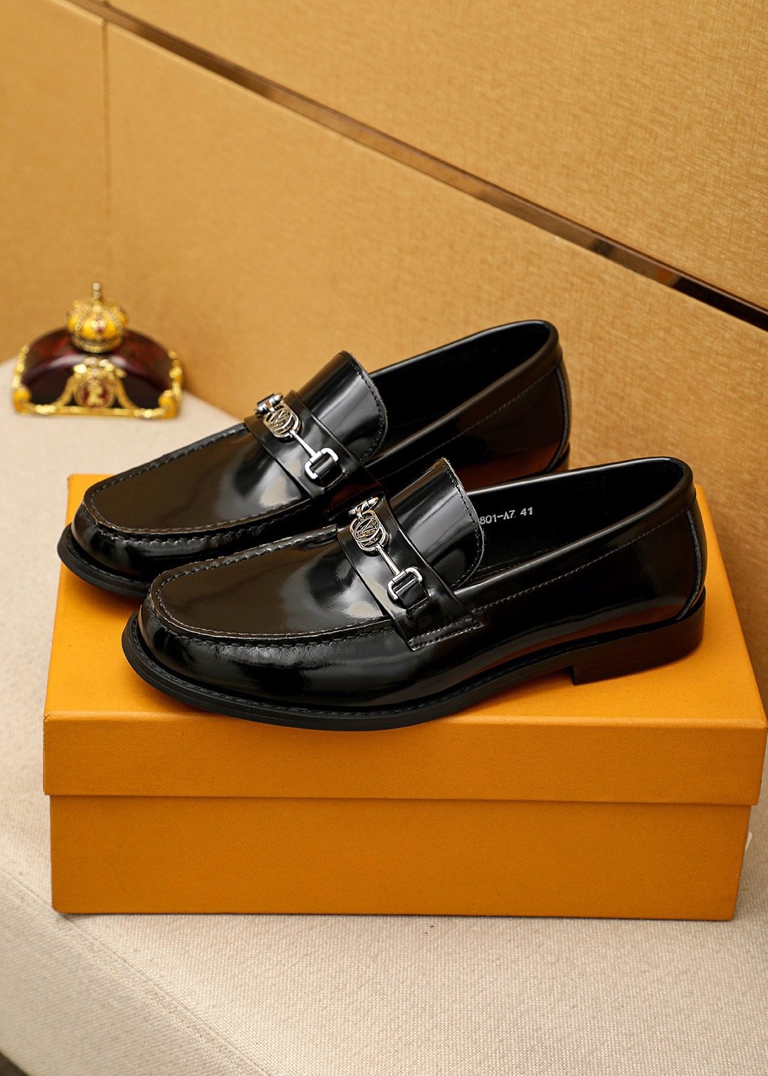 Louis Vuitton Black Metal-Hardware Loafers — front