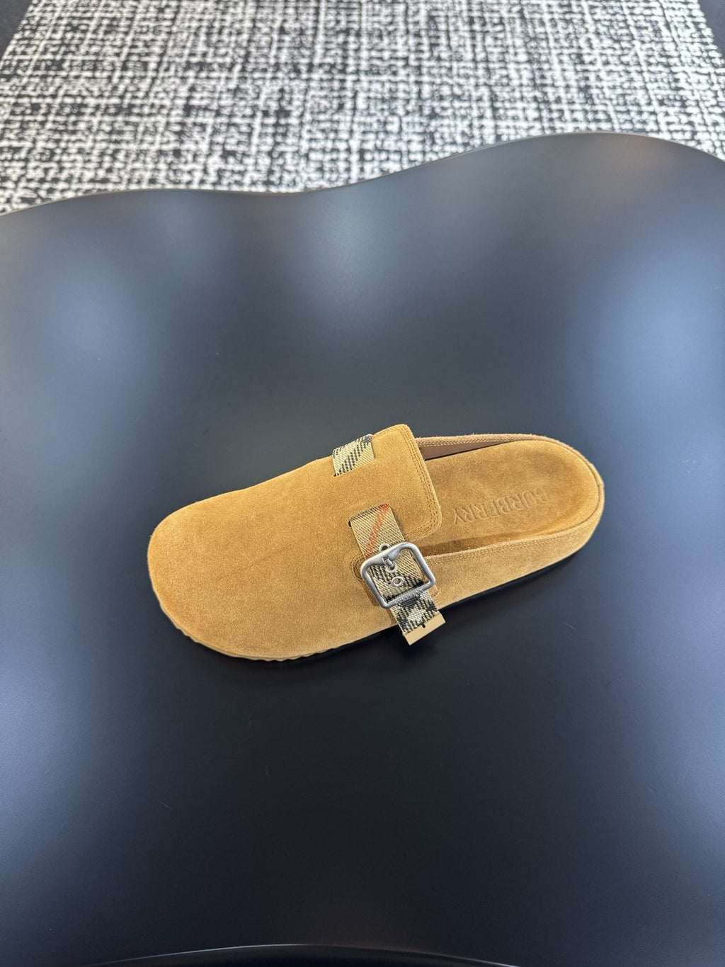 Burberry Camel Check Strap Slide Sandals — front