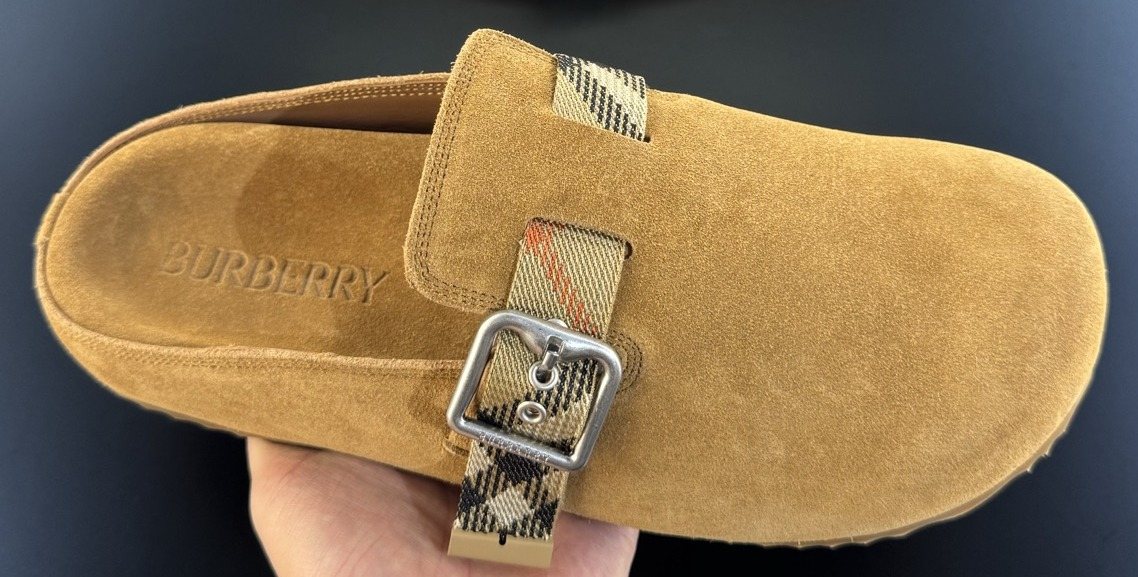 Burberry Camel Check Strap Slide Sandals — model