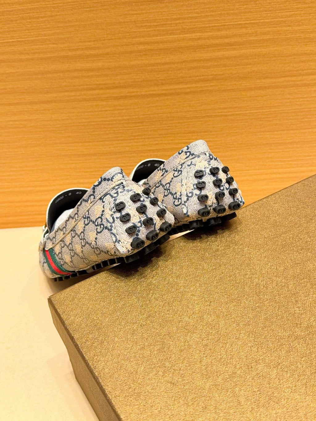Gucci Patterned Web Driving Loafers — back