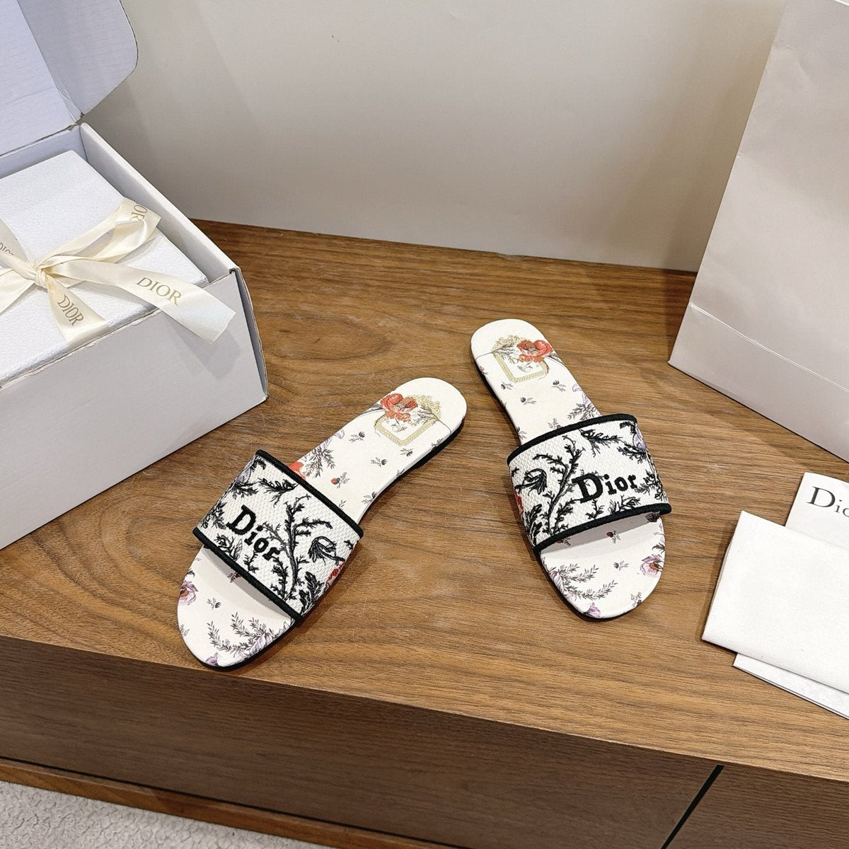 Dior Floral Printed Slide Sandals — front