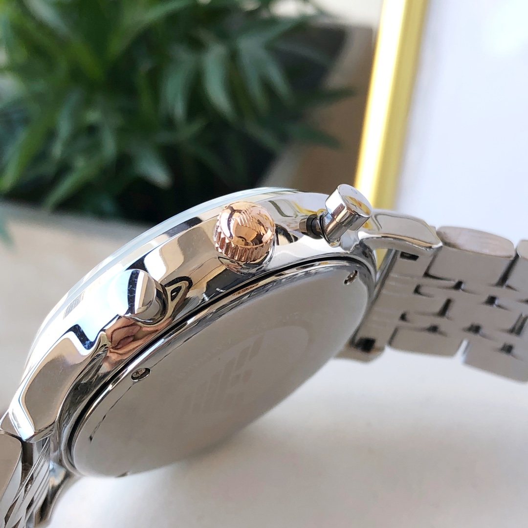 EMPORIO ARMANI White Dial Two-Tone Watch — side