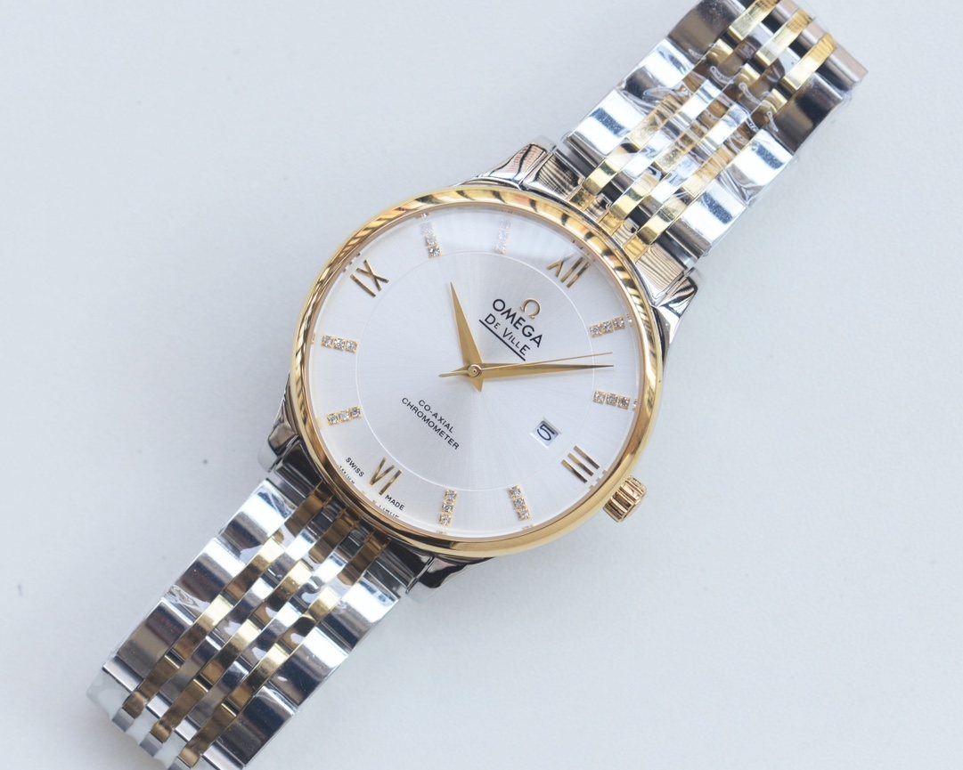 Omega Gold Silver White Dial Bracelet Watch — hero