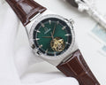 OMEGA Silver Brown Green Dial Strap Watch — hero
