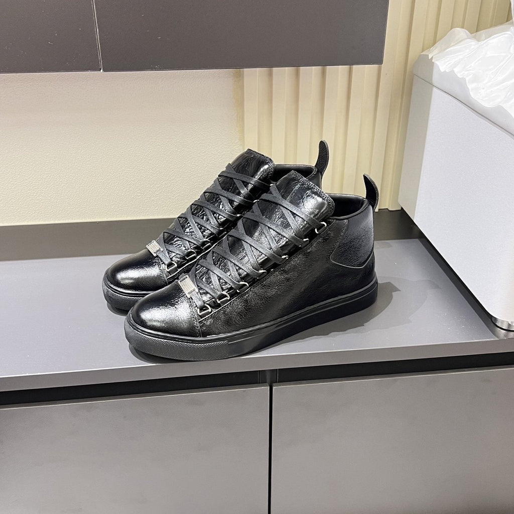 Balenciaga Black Textured High-Top Sneakers — front