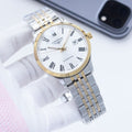 Longines Two Tone Gold White Dial Bracelet Watch — front