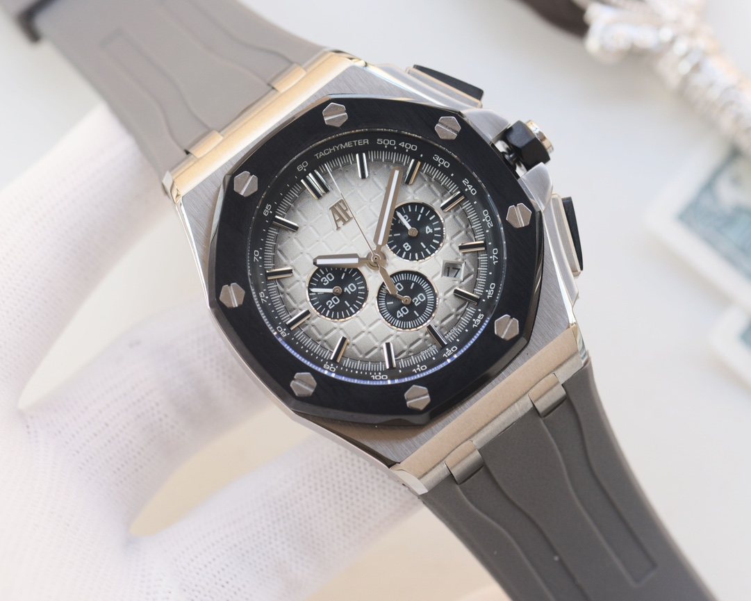 Audemars Piguet Silver White Dial Strap Watch — hero